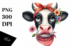 Cow Goofy Flower Cow Portrait | Clipart Product Image 1
