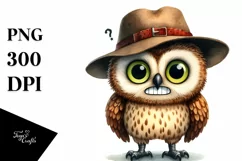 Funny Owl Standing | Watercolor Clipart Product Image 1