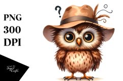 Confused Goofy Owl with Big Eyes Clipart Product Image 1