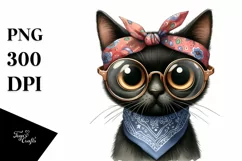 Expressive Black Cat with Skinny Body Clipart Product Image 1