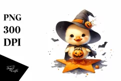 Cute Baby Duck on Star for Halloween PNG Product Image 3