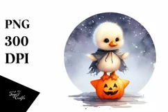 Cute Baby Duck on Star for Halloween PNG Product Image 3