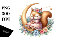 Cute Baby Squirrel Sleeping on Moon Product Image 1