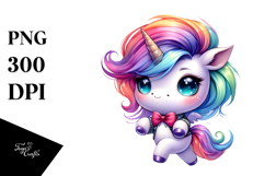 Jumping Baby Unicorn with Floral Wreath PNG Product Image 1