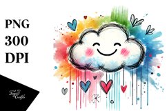 Simply Smiling Scribbled Cloud with Hearts, Transparent PNG Product Image 1