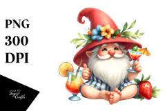 Cocktail-sipping Gnome, Vibrant PNG Product Image 1