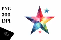 Colorful Simple Watercolor Star | Clipart Product Image 1