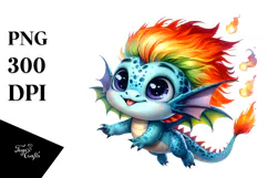Watercolor Jumping Baby Dragon PNG Product Image 1