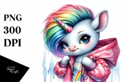 Baby Unicorn Posing, Raincoat PNG Product Image 1