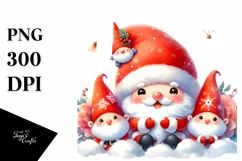 Cute Santa with Gnomes PNG Product Image 1