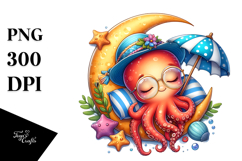 Cute Baby Octopus Sleeping on Cloud Product Image 1