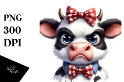 Disgusted Cow with Bow and Tie PNG Product Image 1