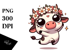 Cartoon Cow with Dramatic Anime Eyes PNG Product Image 1