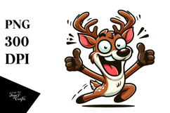 Silly Cartoon Deer, Excited PNG Product Image 1