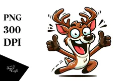 Silly Cartoon Deer, Excited PNG Product Image 1