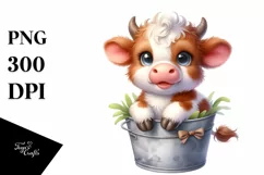 Cute Baby Highland Cow Smiling Recipient | Clipart Product Image 3