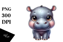 Baby Hippo with Big Eyes PNG Product Image 1