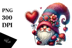 Valentine's Gnome with Heart Sunglasses, High-Res PNG Product Image 1
