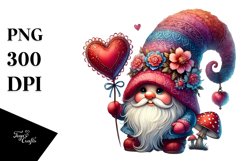 Detailed Valentines Gnome Showing Heart Sign PNG Product Image 1