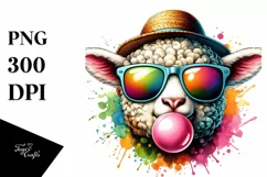 Quirky Colored Lamb Portrait | Sublimation | PNG Clipart Product Image 1