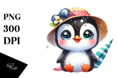 Cute Baby Penguin Goofy at the Beach Product Image 1