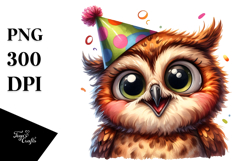 Funny Owl Portrait with Party Hat Product Image 1