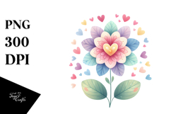Colorful Pastel Watercolor Cute Flower with Heart Petals, Product Image 1