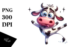 Goofy Cartoon Cow Dancing, PNG Product Image 1