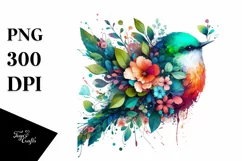 Vibrant Abstract 3D Flowers Bird PNG Product Image 3