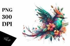 Vibrant Abstract 3D Flowers Bird PNG Product Image 1