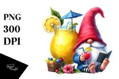 Whimsical Gnome with Cocktail, High-Res PNG Product Image 1