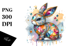 Watercolor Colorful Bunny Made of Diamonds PNG Product Image 1
