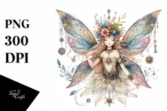 detailed Watercolor Boho Fairy | Sublimation | Clipart Product Image 1