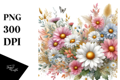 Colorful Daisy, Gold PNG Product Image 1