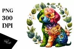 Vibrant Abstract 3D Flowers Puppy PNG Product Image 3