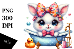 Baby Bunny in Bathtub PNG Product Image 1