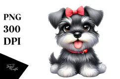 Watercolor Cute Miniature Schnauzer, Transparent PNG Product Image 1