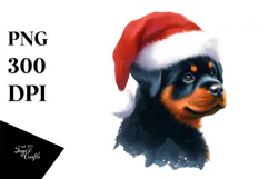 Rottweiler with Santa Hat PNG Product Image 1