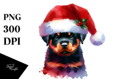 Rottweiler with Santa Hat PNG Product Image 1