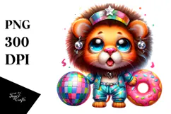 Baby Lion in Disco Ball PNG Product Image 1