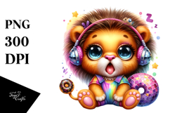 Baby Lion in Disco Ball PNG Product Image 1