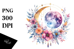 Vibrant Boho Moon with Flowers Product Image 1