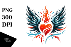 Heart with Wings, Paintbrush Style PNG Product Image 1