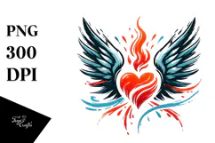 Heart with Wings, Paintbrush Style PNG Product Image 1