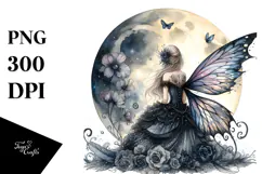 Gothic Fairy on Moon PNG Product Image 1