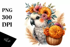Detailed Boho Baby Parrot with Marigold Bouquet Product Image 3