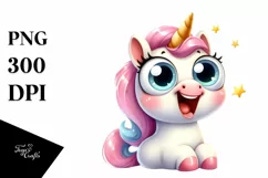 Funny Expressive Baby Unicorn PNG Product Image 1