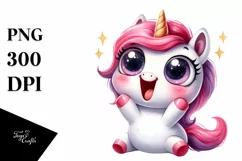 Funny Expressive Baby Unicorn PNG Product Image 1