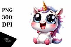 Funny Expressive Baby Unicorn PNG Product Image 1