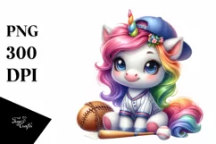 Baby Unicorn Baseball Player | Sublimation | Clipart Product Image 3